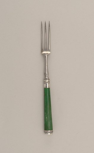 Dessert Fork with Green-Stained Ivory Handle