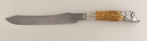 Carving Knife with Antler Handle and Boar's Head Terminal