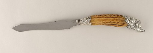 Carving Knife with Antler Handle and Boar's Head Terminal