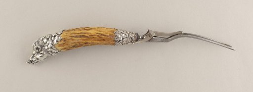 Carving Fork with Antler Handle and Boar's Head Terminal
