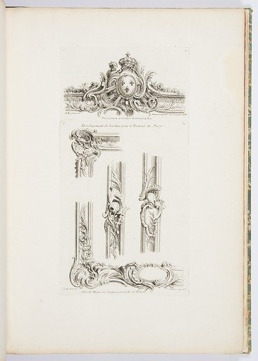 Development du bordure pour le portrait du Roy., Deux coins de la bordure..., 5th Plate, pl. 39 in Oeuvre de Juste-Aurele Meissonnier