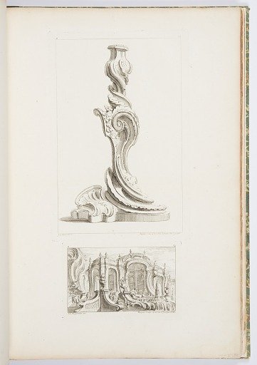 Panneau avec un palais rococo composé de trois salles...des escaliers avec...une fontaine, 6th plate