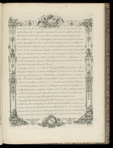 DESCRIPTION DES FÊTES DONNÉES PAR LA VILLE DE STRASBOURG Pour la Convalescence du Roi : à l’arrivée et pendant le séjour de Sa Majesté en cette Ville.
