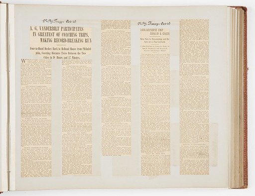Commemorative Scrapbook Documenting the 1901 Record Breaking Coach Race from New York City to Philadelphia and Back Again