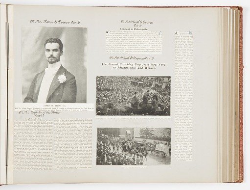 Commemorative Scrapbook Documenting the 1901 Record Breaking Coach Race from New York City to Philadelphia and Back Again