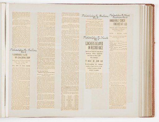 Commemorative Scrapbook Documenting the 1901 Record Breaking Coach Race from New York City to Philadelphia and Back Again