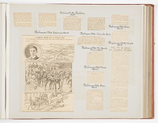 Commemorative Scrapbook Documenting the 1901 Record Breaking Coach Race from New York City to Philadelphia and Back Again