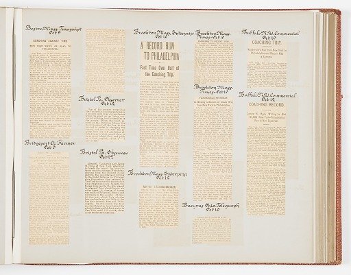 Commemorative Scrapbook Documenting the 1901 Record Breaking Coach Race from New York City to Philadelphia and Back Again