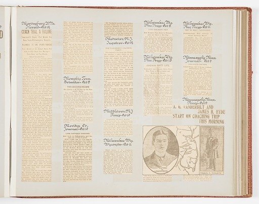 Commemorative Scrapbook Documenting the 1901 Record Breaking Coach Race from New York City to Philadelphia and Back Again