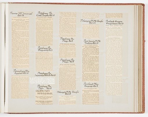 Commemorative Scrapbook Documenting the 1901 Record Breaking Coach Race from New York City to Philadelphia and Back Again