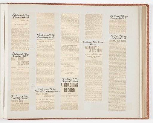 Commemorative Scrapbook Documenting the 1901 Record Breaking Coach Race from New York City to Philadelphia and Back Again