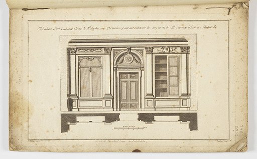 Elevation for a Decorated Cabinet with Shelving for Natural History Books and Objects