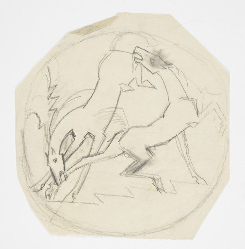 Design for Trivet, Fighting Horses