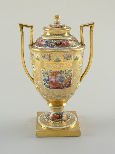 Urn with Gold and Flower Pattern
