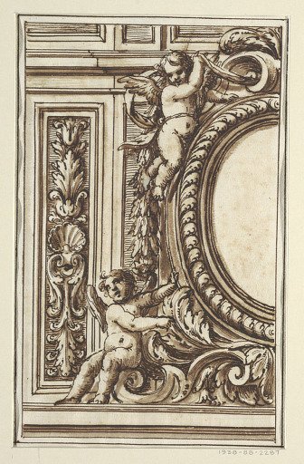 One of a set of twelve projects for the decoration of wall panels, to be placed at a height. Preceded by a title page
