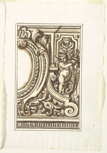 One of a set of twelve projects for the decoration of wall panels, to be placed at a height. Preceded by a title page