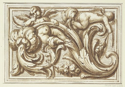 One of a set of projects for a title page and the decoration of a horizontal panel