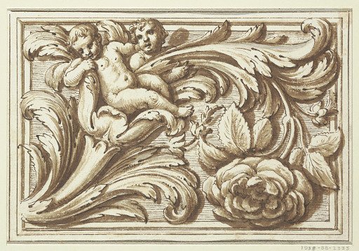 One of a set of projects for a title page and the decoration of a horizontal panel
