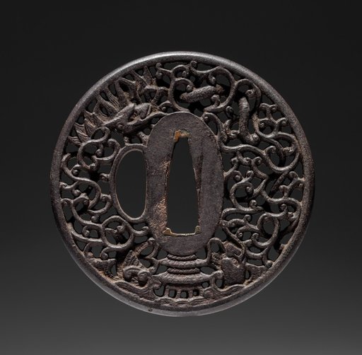 Sword Guard (Tsuba) with Dragon and Palace