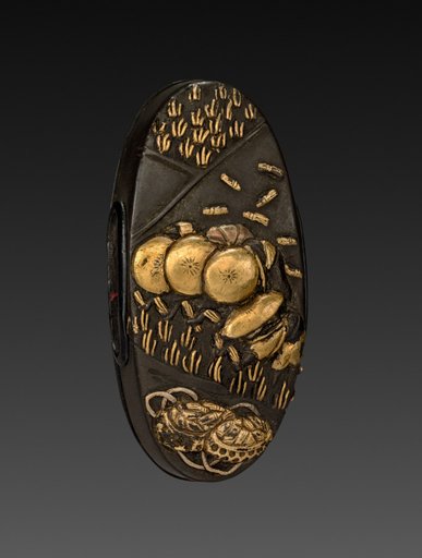 Sword-Hilt Pommel (Kashira) with Rice Cultivation