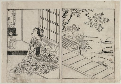 Woman Looking at a Hanging Scroll