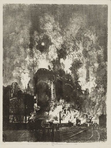English War Work: Furnaces at Night