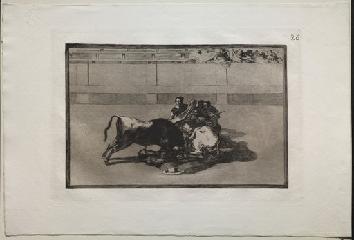 Bullfights: A Picador is Unhorsed and Falls Under the Bull