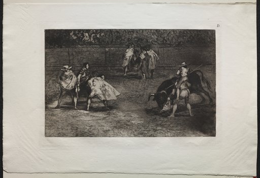 Bullfights: A Bullfighter Mounted on the Shoulders of an Assistant, Spearing a Bull