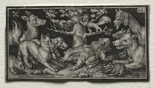 Two-headed Frog surrounded by Animals