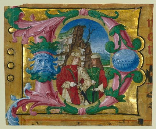 Historiated Initial (D) Excised from a Choir Book: Two Martyr Saints