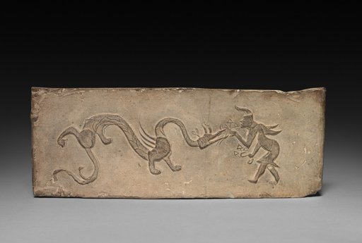 Panel from Model Cooking Stove: Fairy Feeding Lingzhi Fungus to a Dragon