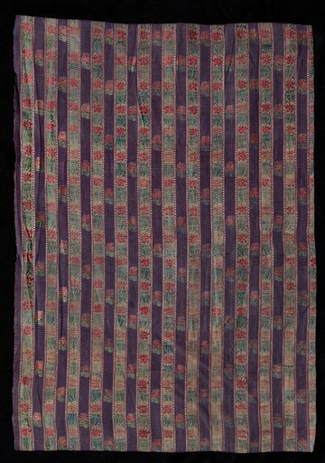 Striped Brocade with Flowering Plants