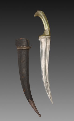 Knife with Jade Handle and Scabbard