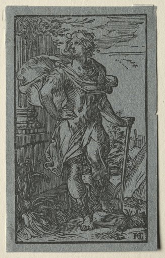 Young Man Standing with a Cane