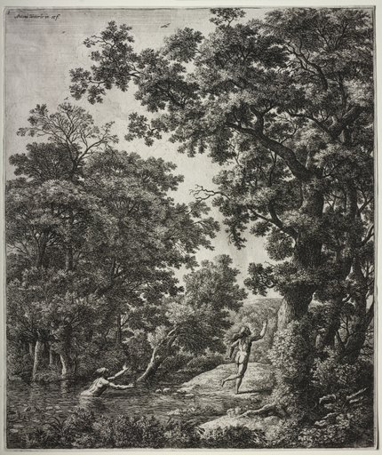 Six large upright landscapes with scenes from Ovid's Metamorphoses: Alpheus and Arethusa