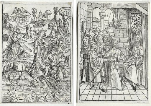Der Schatzbehalter: Moses Found by Pharaoh's Daughter (recto); Der Schatzbehalter: Christ before Caiaphas (verso)