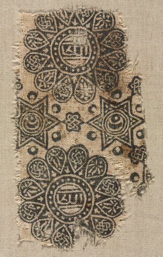 Fragment of a Woodblock Print on Linen
