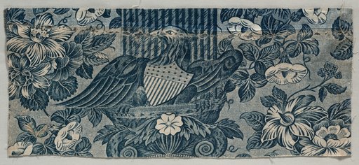 Copperplate Printed Cotton Fragment with American Eagle