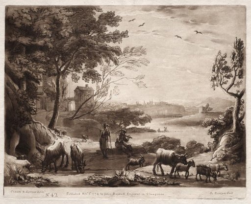 Liber Veritatis: No. 42, A River Landscape with a Shepherd and Shepherdess and a Herd of Cattle