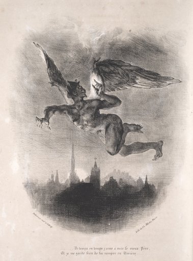 Illustrations for Faust: Méphistophélés in the air