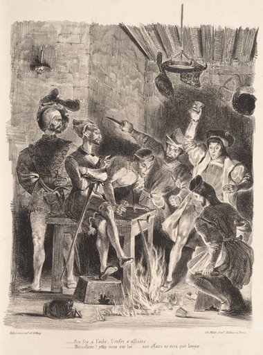 Illustrations for Faust: Méphistophélés in the tavern of the students