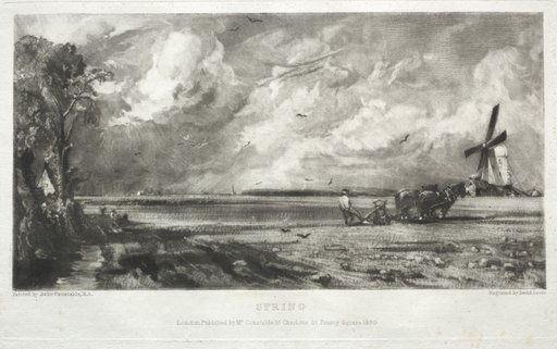 Various Subjects of Landscape, Characteristic of English Scenery from Pictures Painted by John Constable, R.A.: Spring. A Mill on a Common. Hail Squalls. East Bergholt, Suffolk