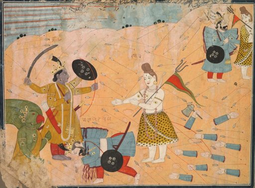 Shiva intercedes for King Bana, from an Usha-Aniruddha