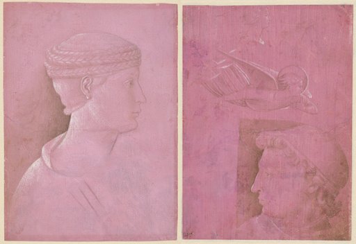 Bust of a Woman (recto); Head of a Man, Two Studies of a Woman's Profile, and a Study of An Angel (verso)