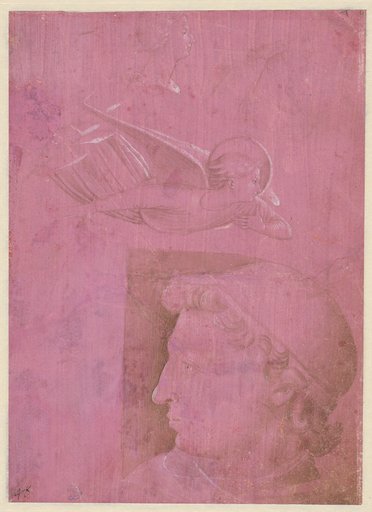 Head of a Man, Two Studies of a Woman's Profile, and a Study of An Angel (verso)