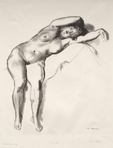 Nude Study, Woman Stretched on Bed
