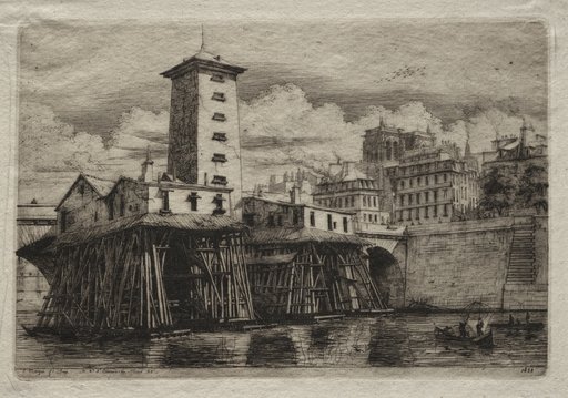 Etchings of Paris: The Notre Dame Pump