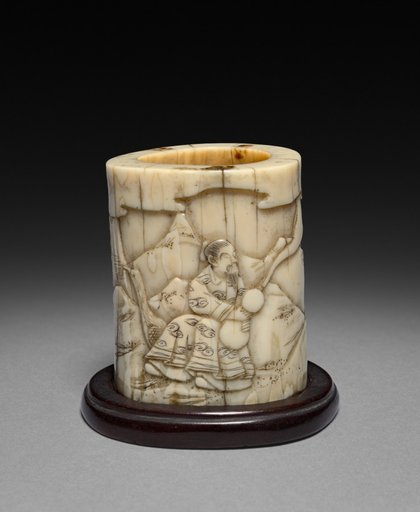 Carved Tusk with Chinese Immortal