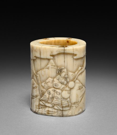 Carved Tusk with Chinese Immortal