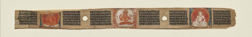 Prajnaparamita flanked by two bodhisattvas, folio 187 (recto), from a Manuscript of the Perfection of Wisdom in Eight Thousand Lines (Ashtasahasrika Prajnaparamita-sutra)